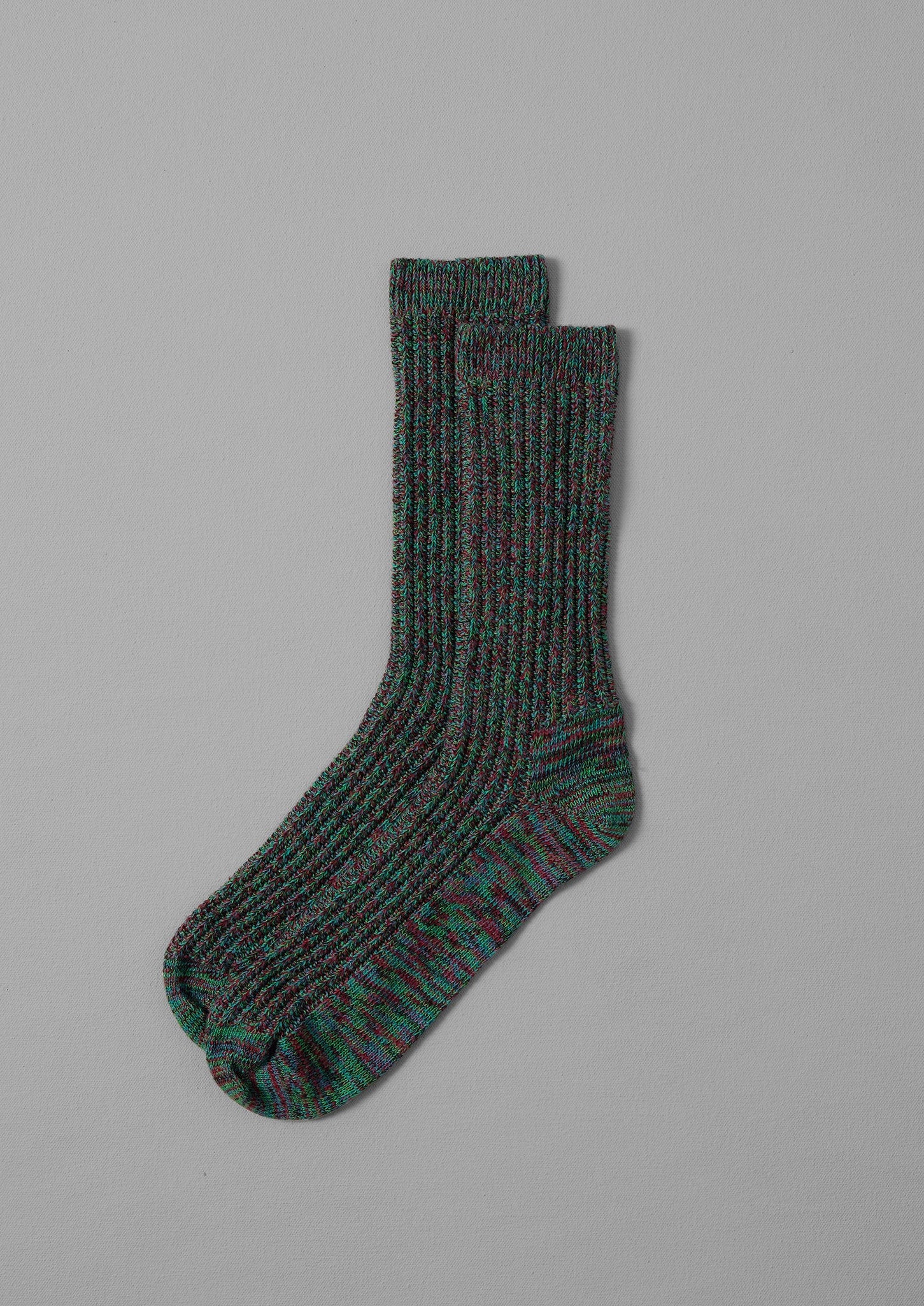Textured Cotton Socks | Green Mix