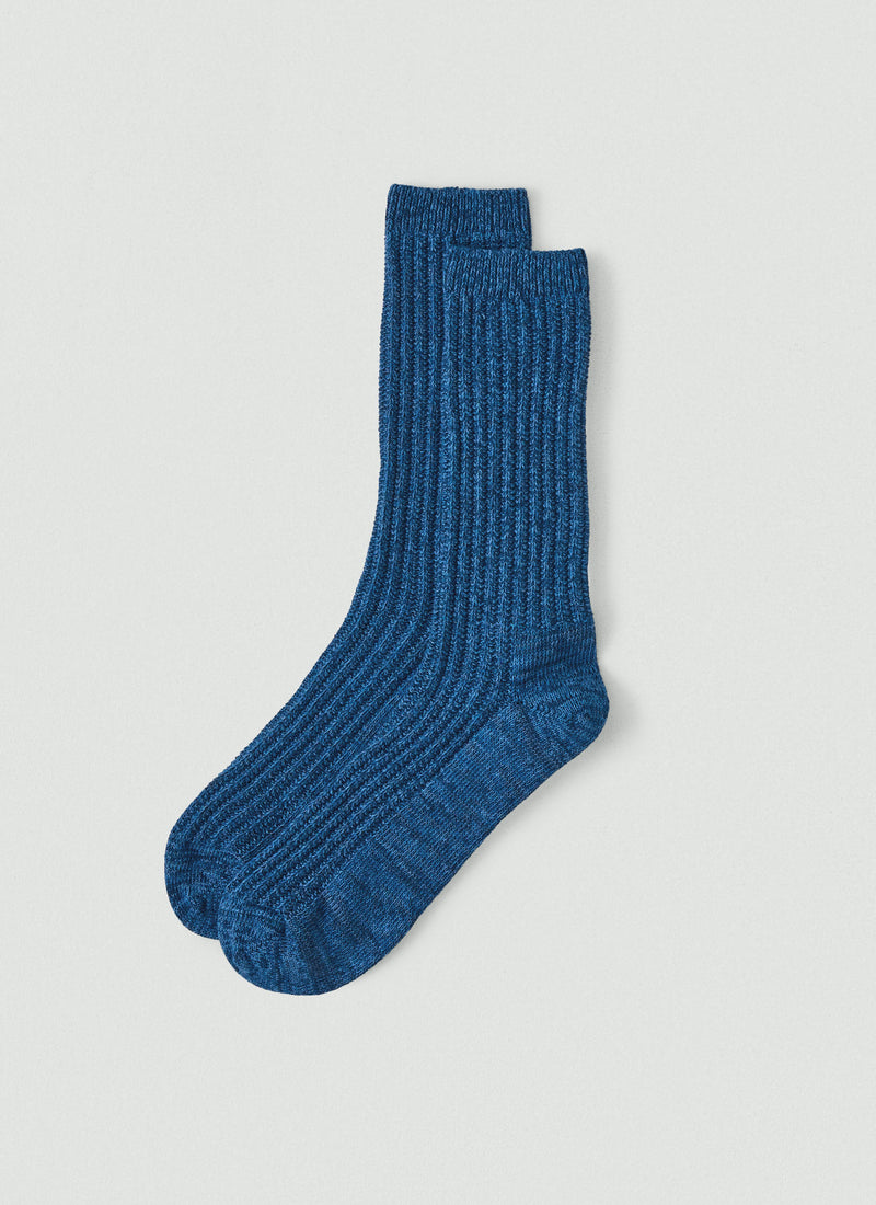 Ribbed Cotton Marl Socks | Mineral Blue Multi