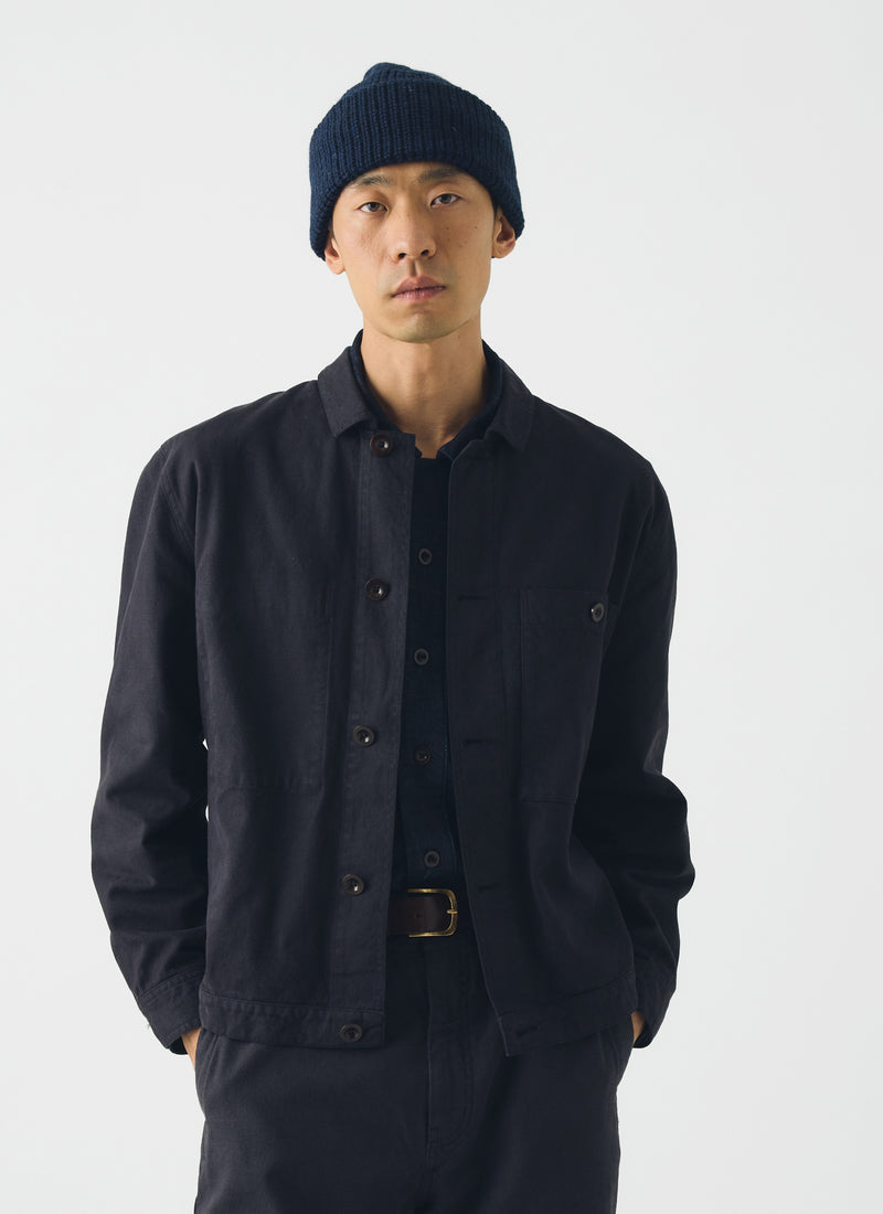 Waffle Stitch Wool Beanie | Navy Melange