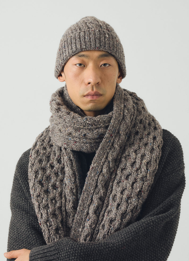 Cable Knit Donegal Wool Hat | Iron Grey
