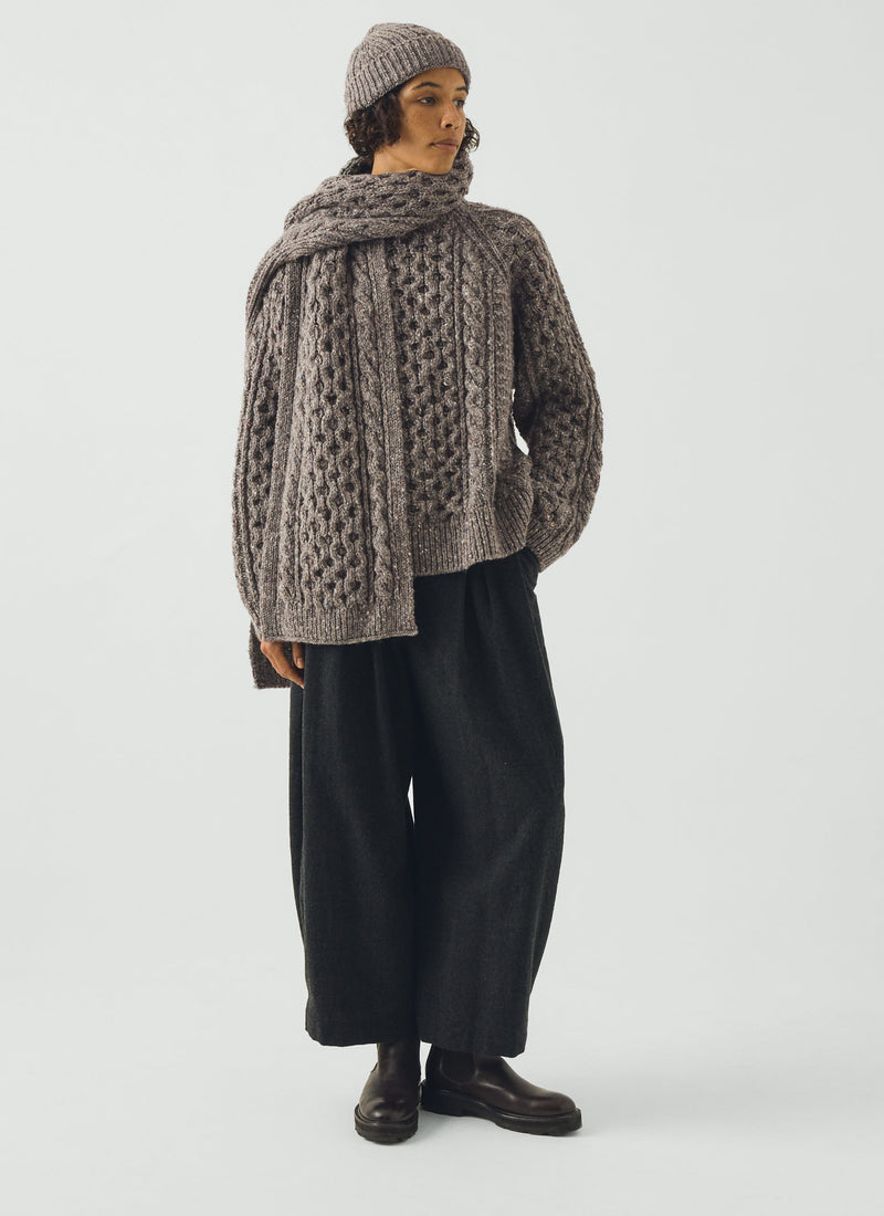 Cable Knit Donegal Wool Hat | Iron Grey