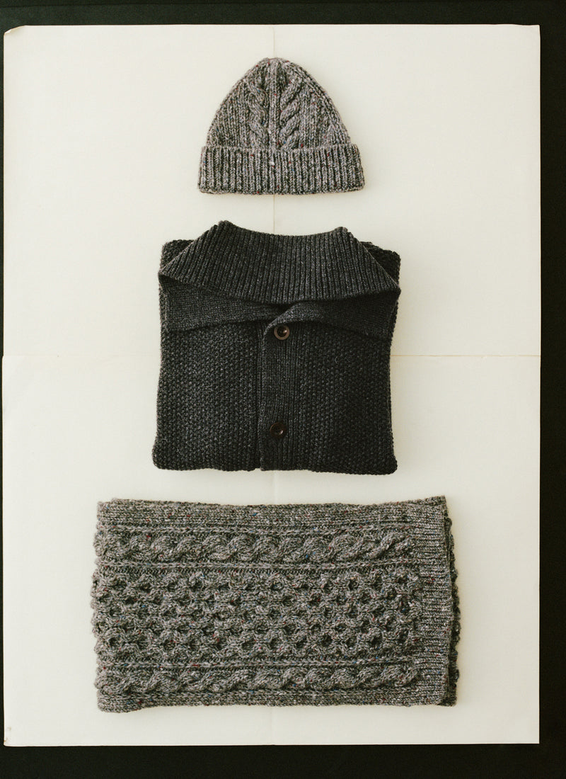 Cable Knit Donegal Wool Hat | Iron Grey