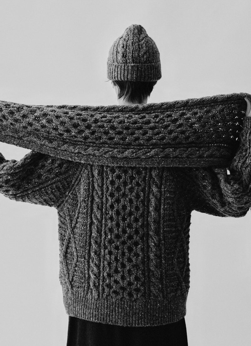 Cable Knit Donegal Wool Hat | Iron Grey