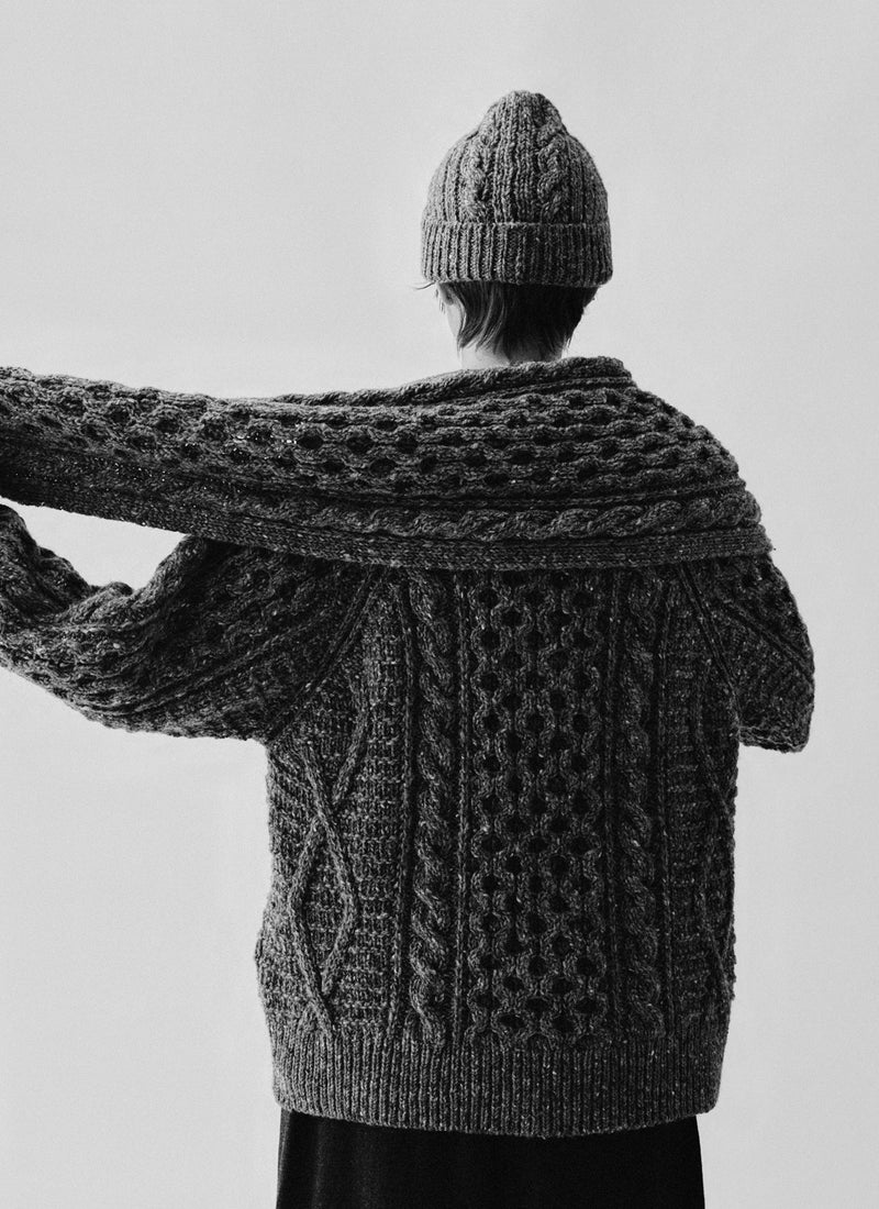 Cable Knit Donegal Wool Hat | Iron Grey