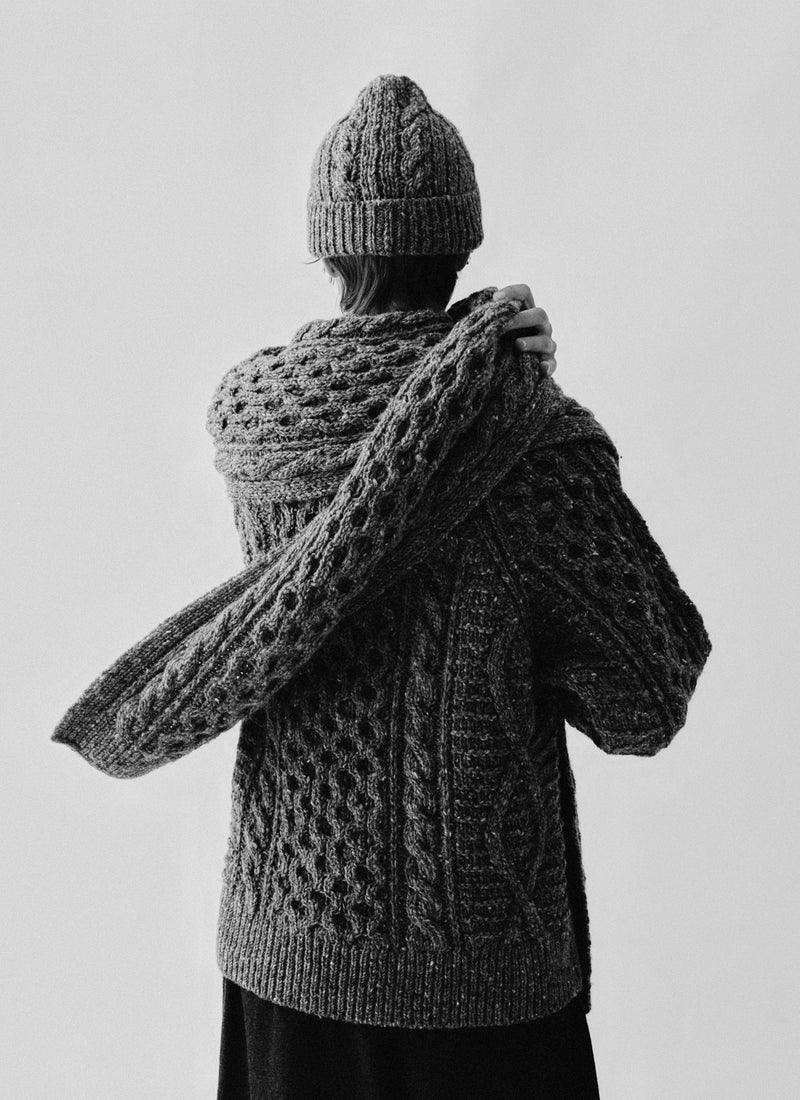 Cable Knit Donegal Wool Hat | Iron Grey