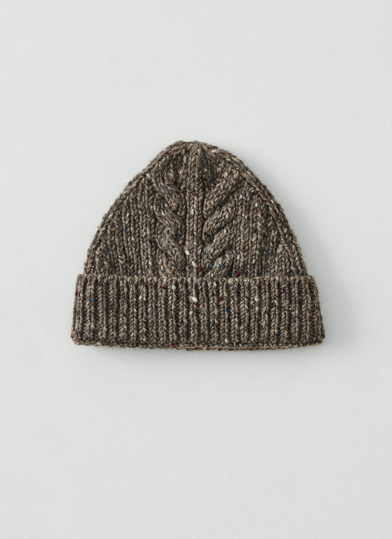 Cable Knit Donegal Wool Hat | Iron Grey
