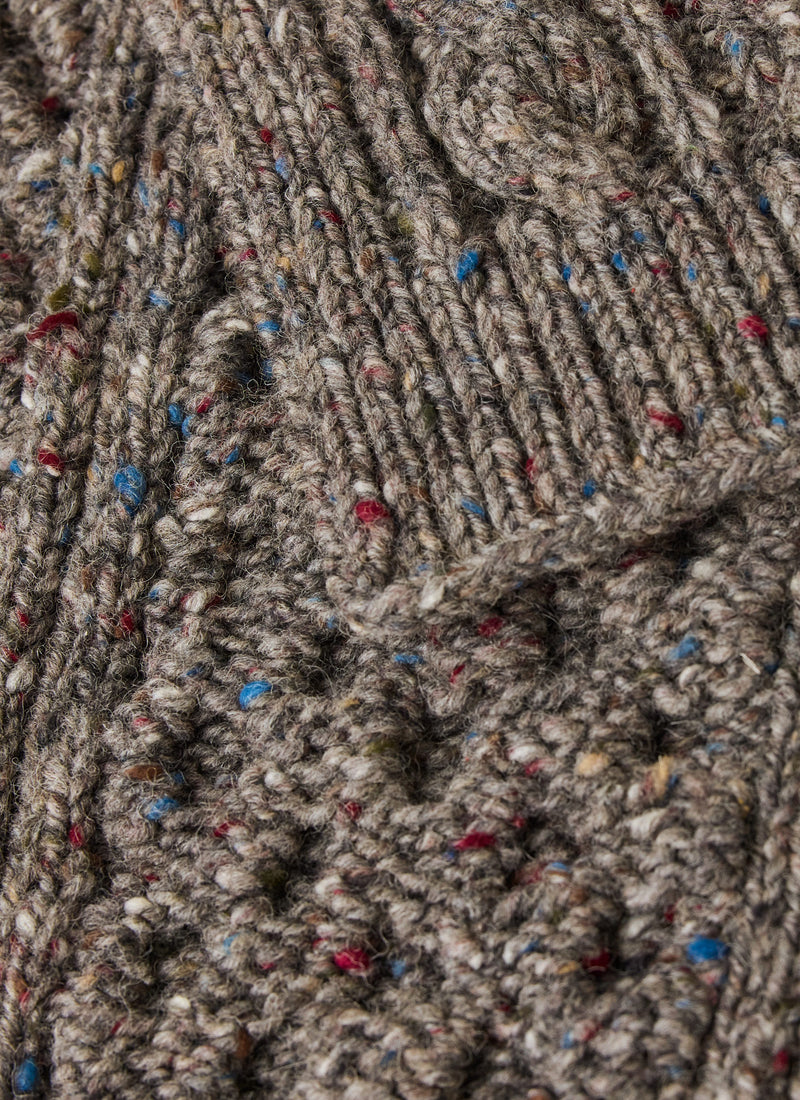 Cable Knit Donegal Wool Scarf | Iron Grey