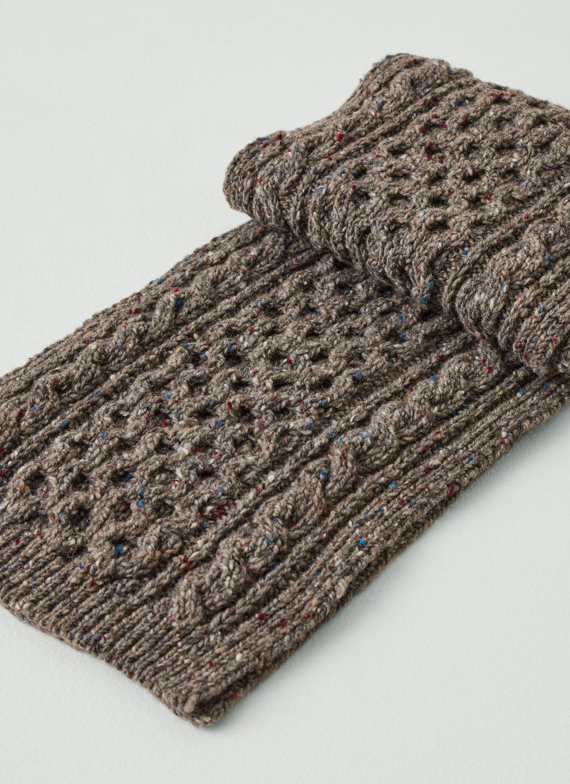 Cable Knit Donegal Wool Scarf | Iron Grey