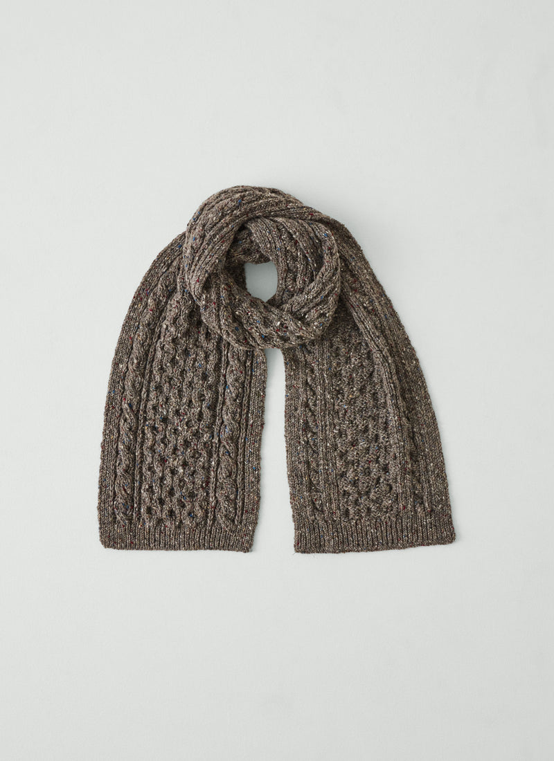 Cable Knit Donegal Wool Scarf | Iron Grey