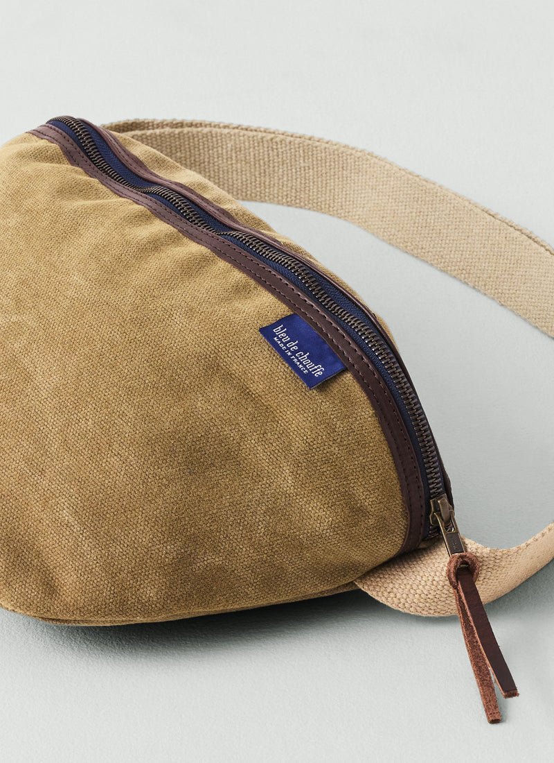Bleu De Chauffe Stonewashed Cotton Large Beat Bag | Khaki
