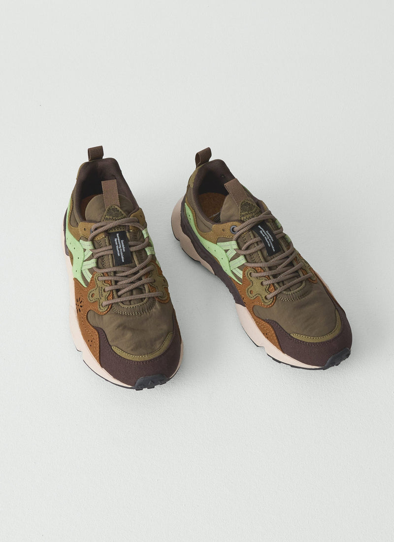 Flower Mountain Yamano Kaiso Panelled Trainers | Deep Olive