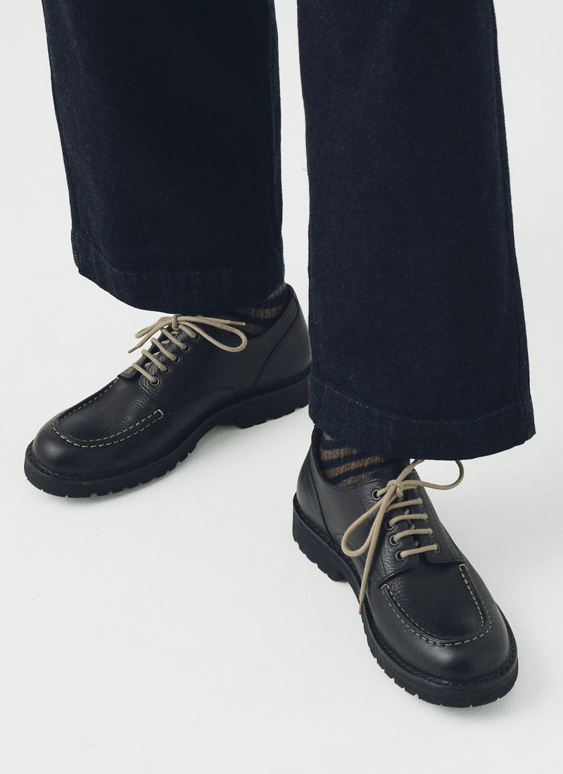 Fracap Contrast Stitch Postman Shoes | Black/Ecru