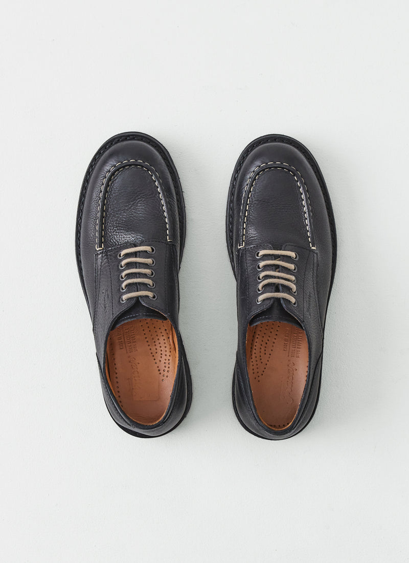 Fracap Contrast Stitch Postman Shoes | Black/Ecru