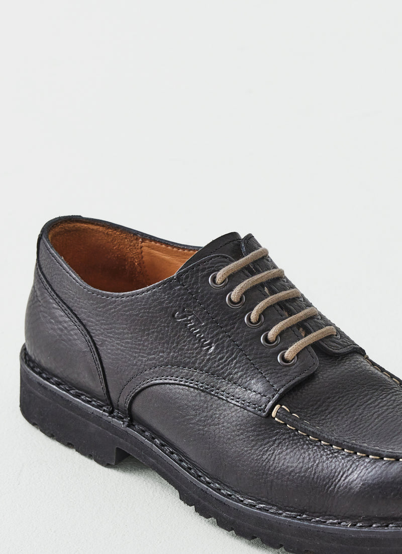 Fracap Contrast Stitch Postman Shoes | Black/Ecru