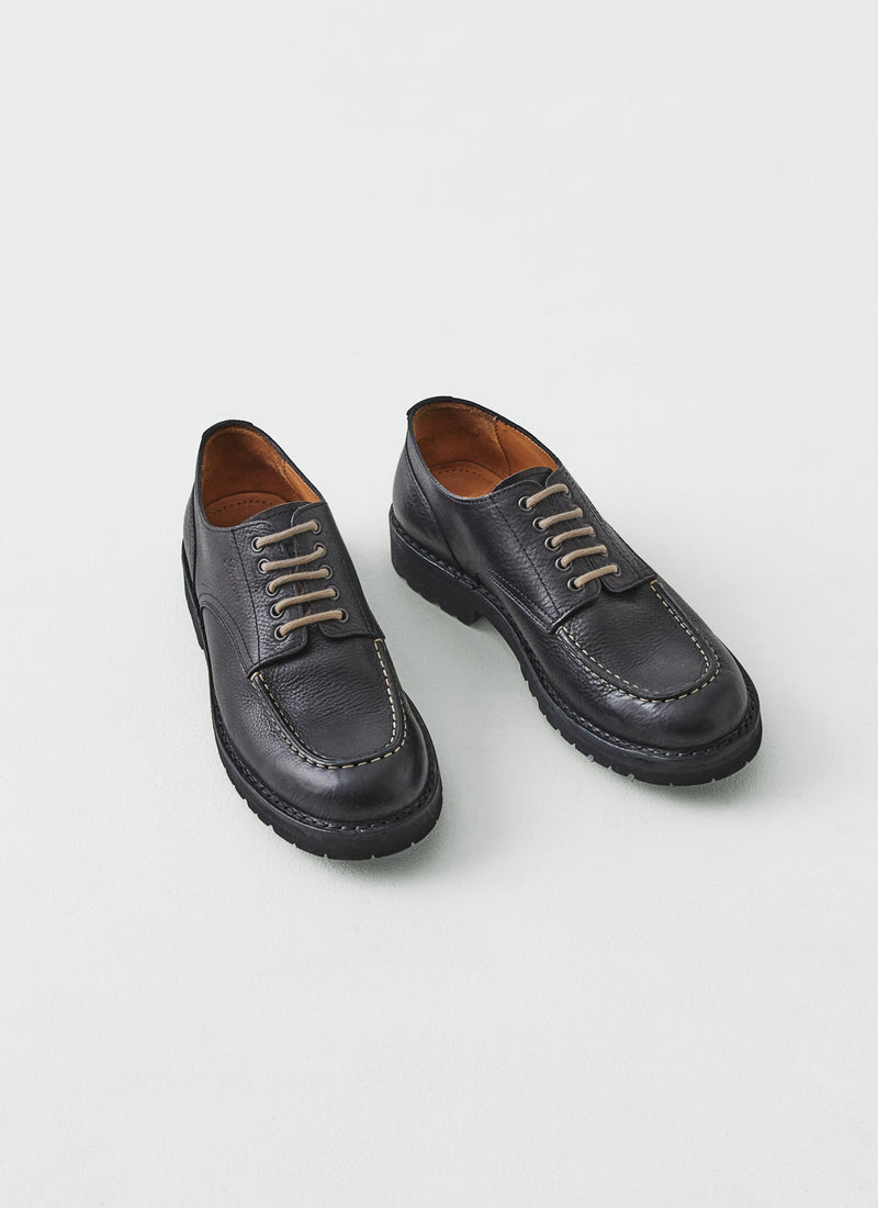 Fracap Contrast Stitch Postman Shoes | Black/Ecru