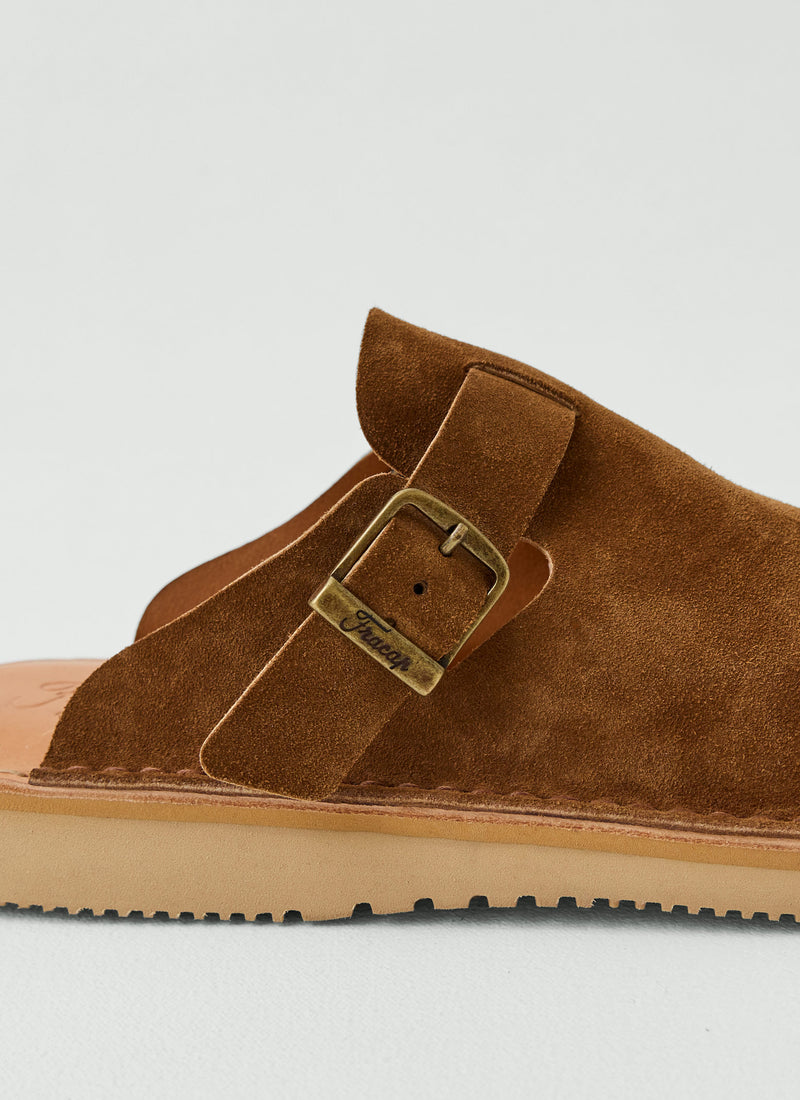Fracap Suede Buckle Mules | Tabacco