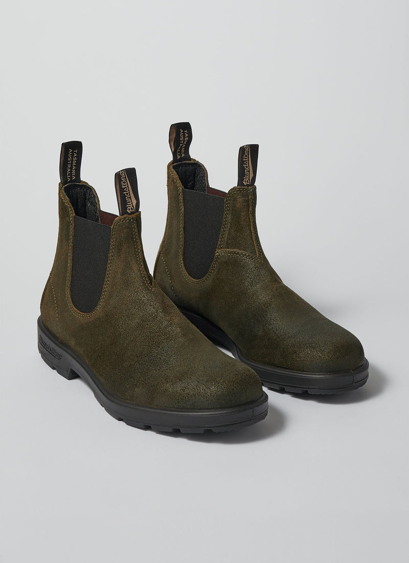 Blundstone Originals Waxed Suede Pull On Boots | Dark Olive