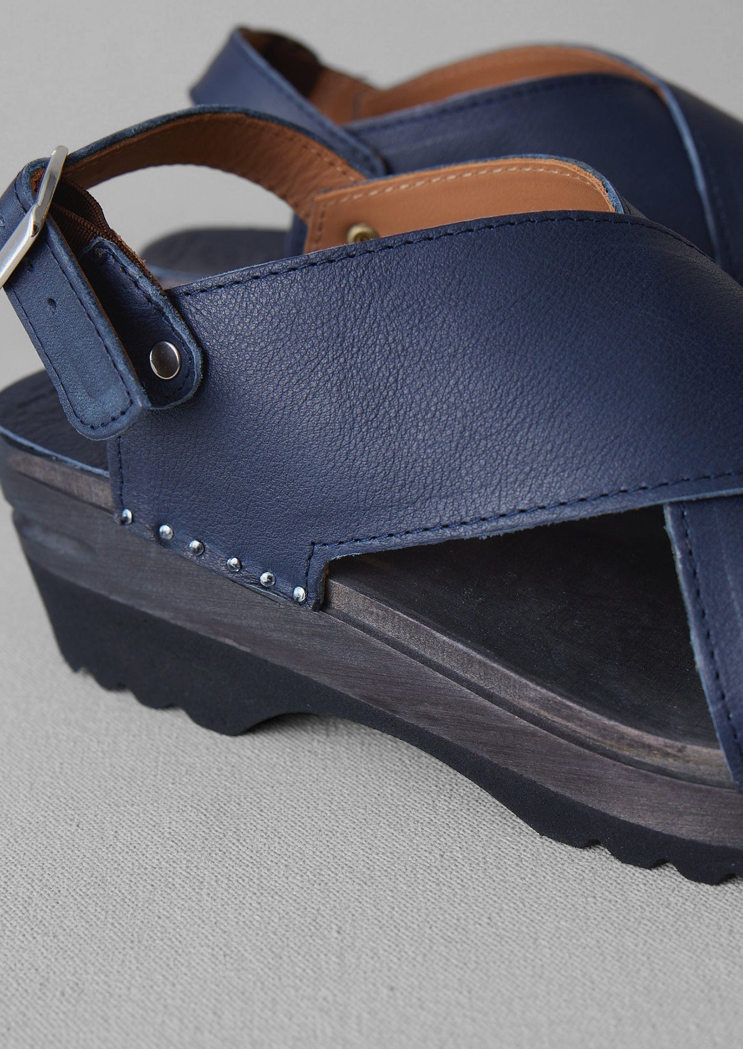 Troentorp Leather Clog Sandals | Navy | TOAST