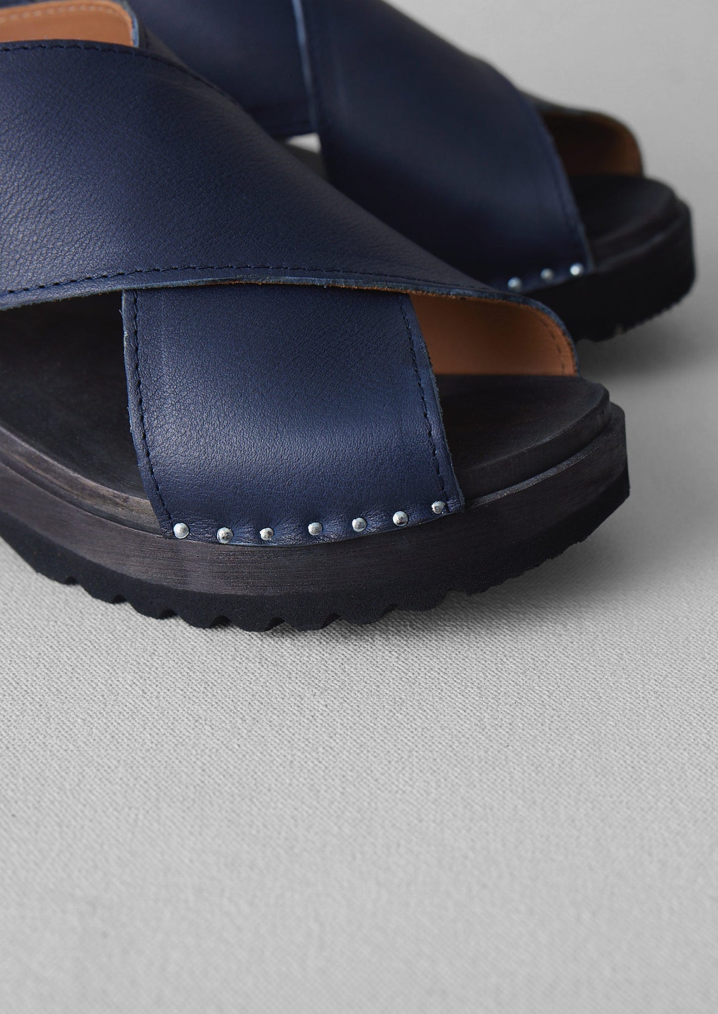 Troentorp Leather Clog Sandals | Navy | TOAST