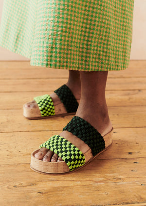 Marea Braided Cotton Sandals | Lime Green
