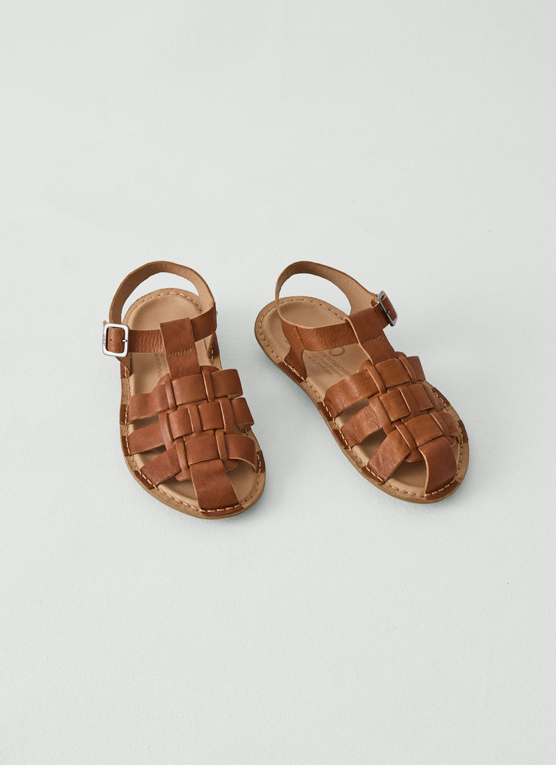 Vibae Leather Fisherman Buckle Sandals | Tan