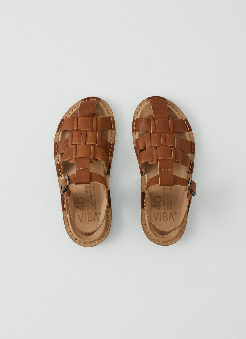 Vibae Leather Fisherman Buckle Sandals | Tan