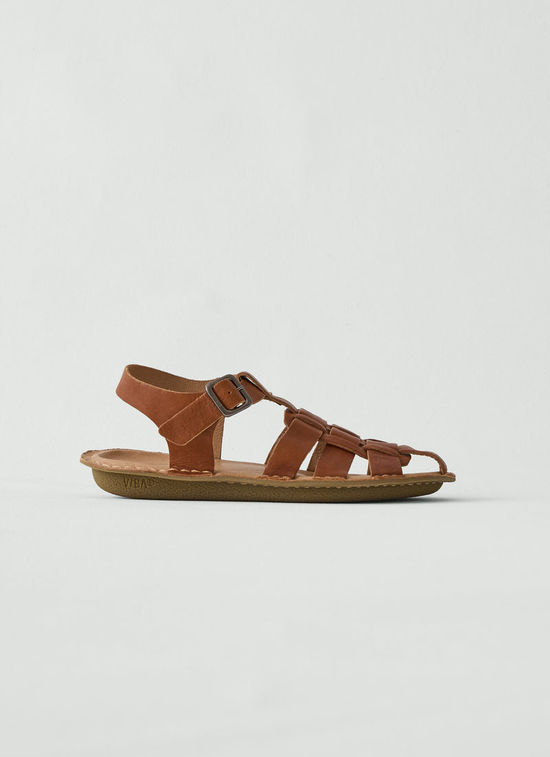 Vibae Leather Fisherman Buckle Sandals | Tan