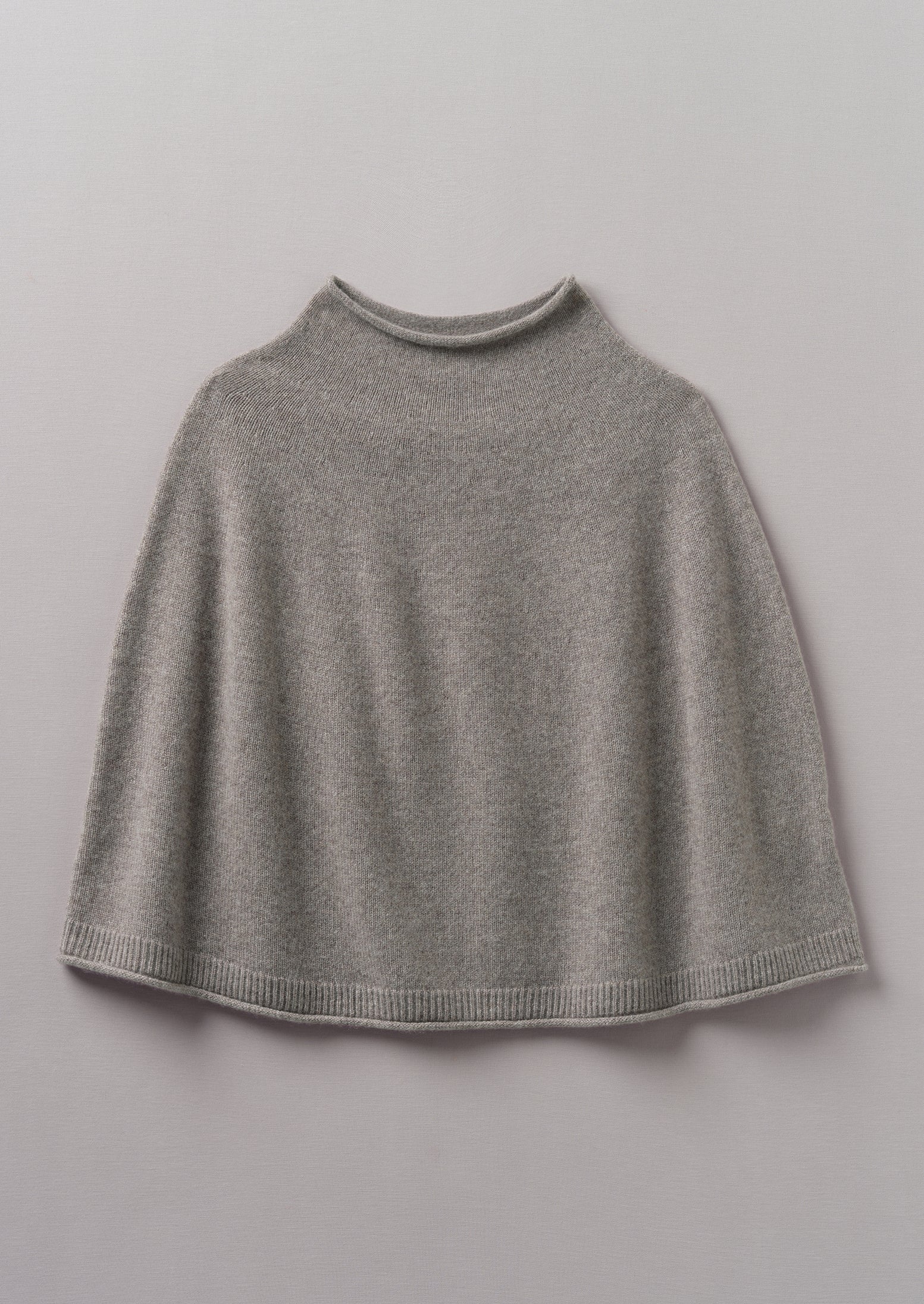 Fine Wool Cashmere Poncho | Granite