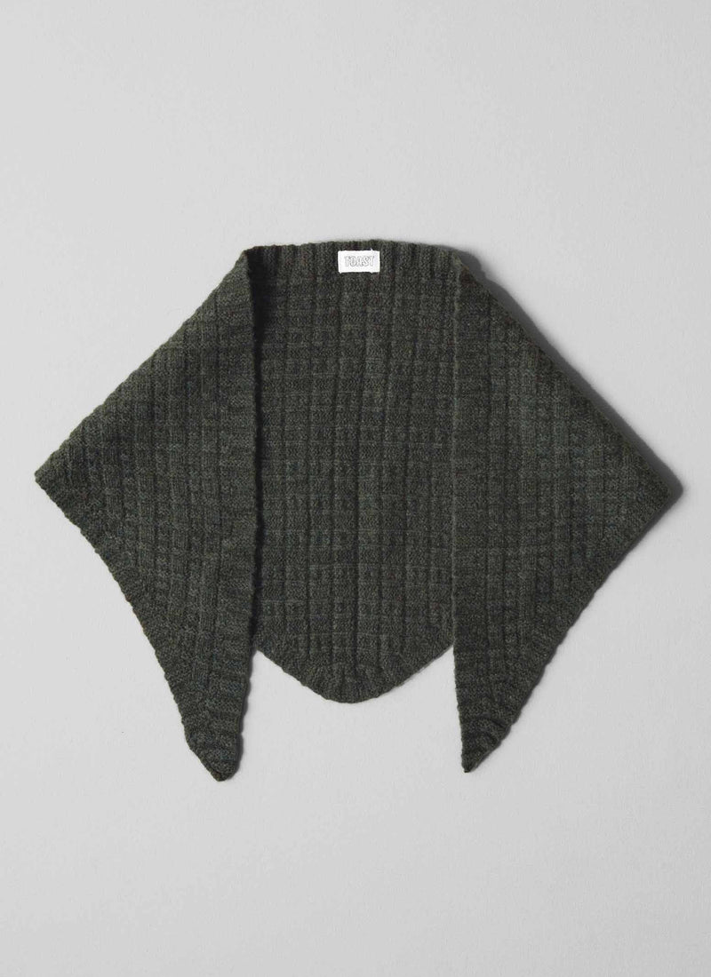 Grid Stitch Knitted Wool Bandana | Seaweed