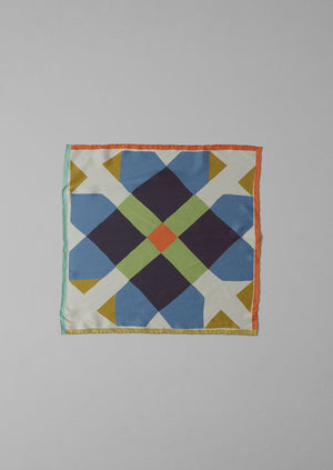 Pinwheel Print Silk Bandana | Cornflower