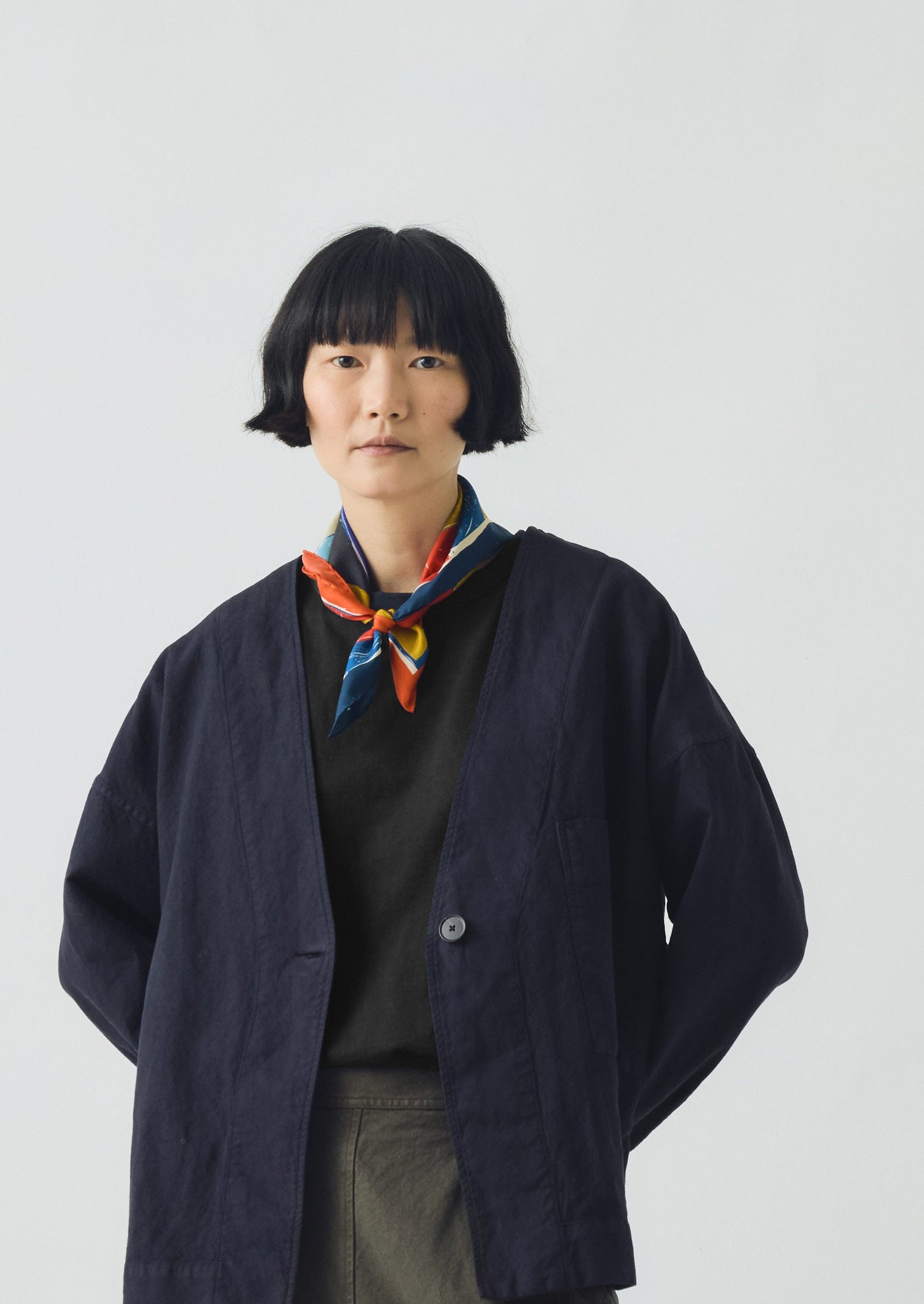 Paintbox Print Silk Bandana | Cardinal Red