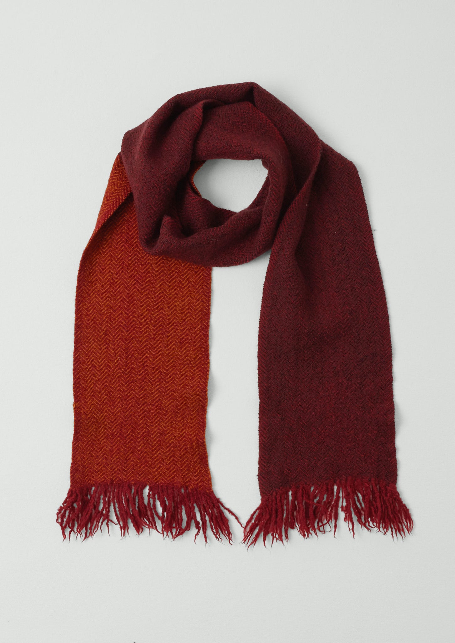 Chevron Thin Wool Scarf | Plum/Rust