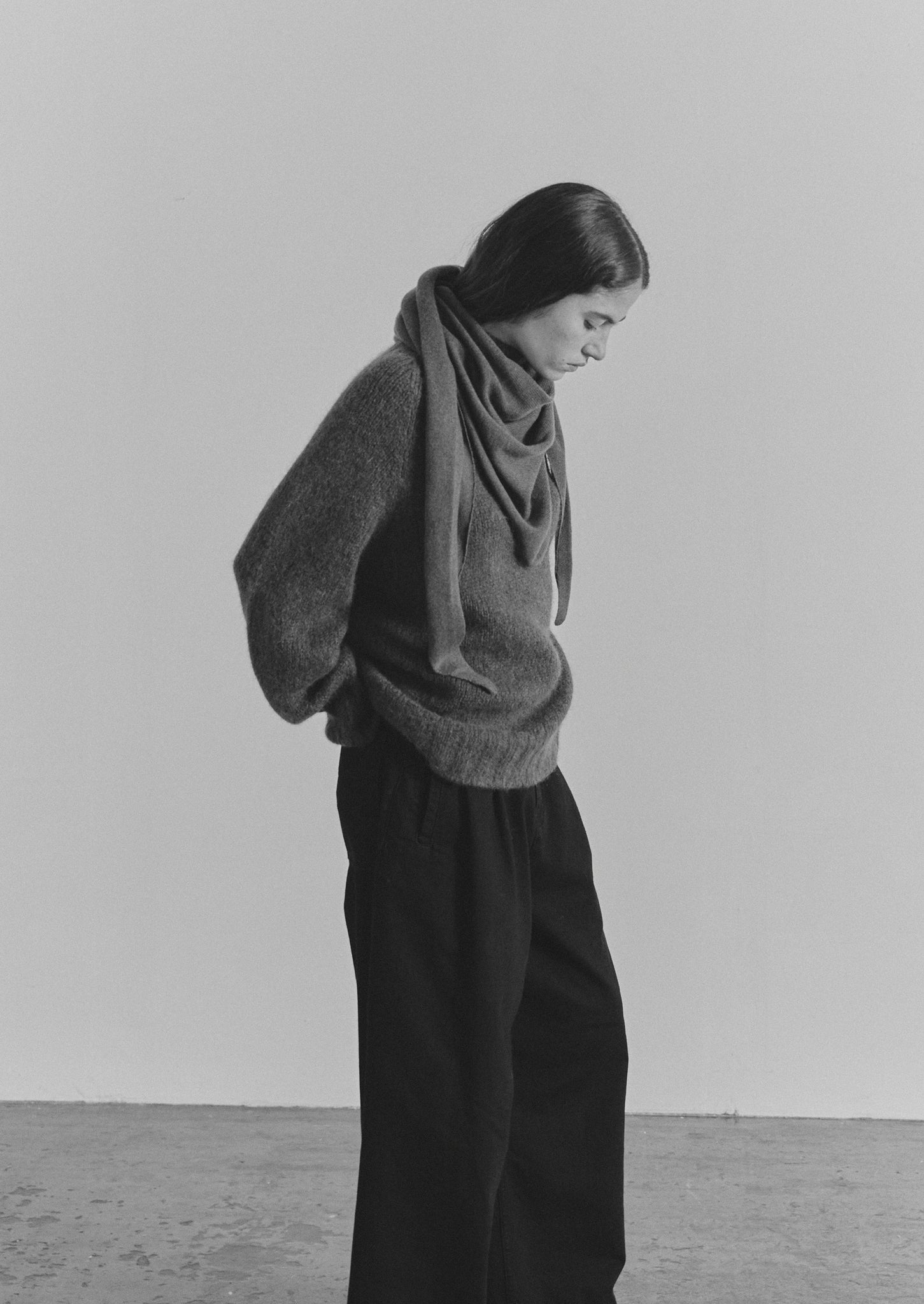 Wool Cashmere Large Bandana | Olive