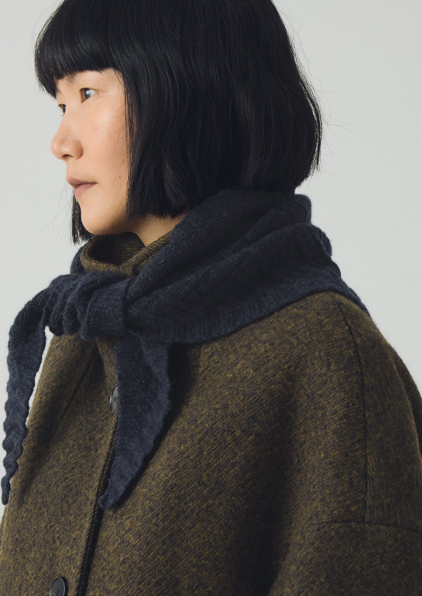 Knitted Wool Bandana | Indigo Melange