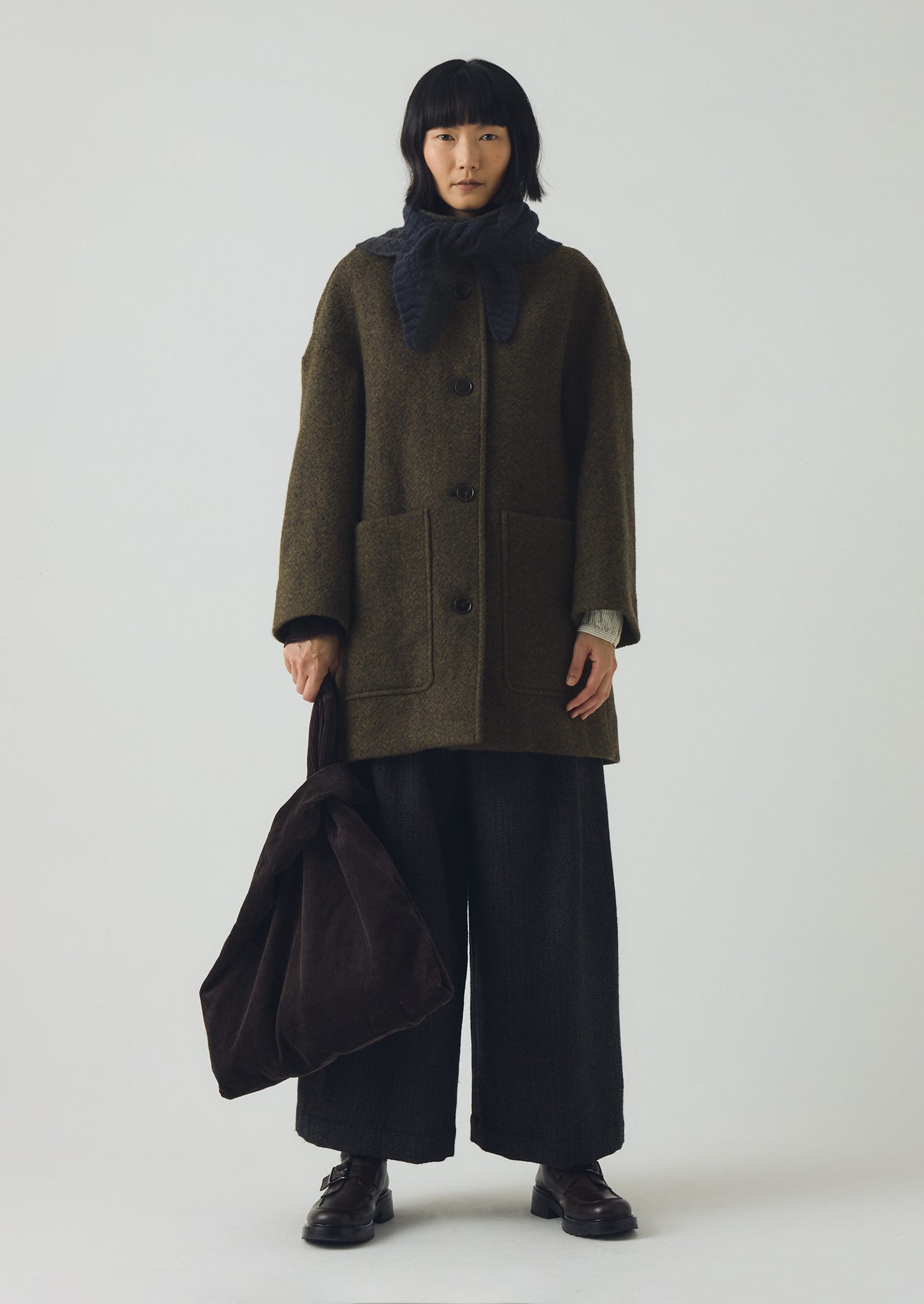 Knitted Wool Bandana | Indigo Melange