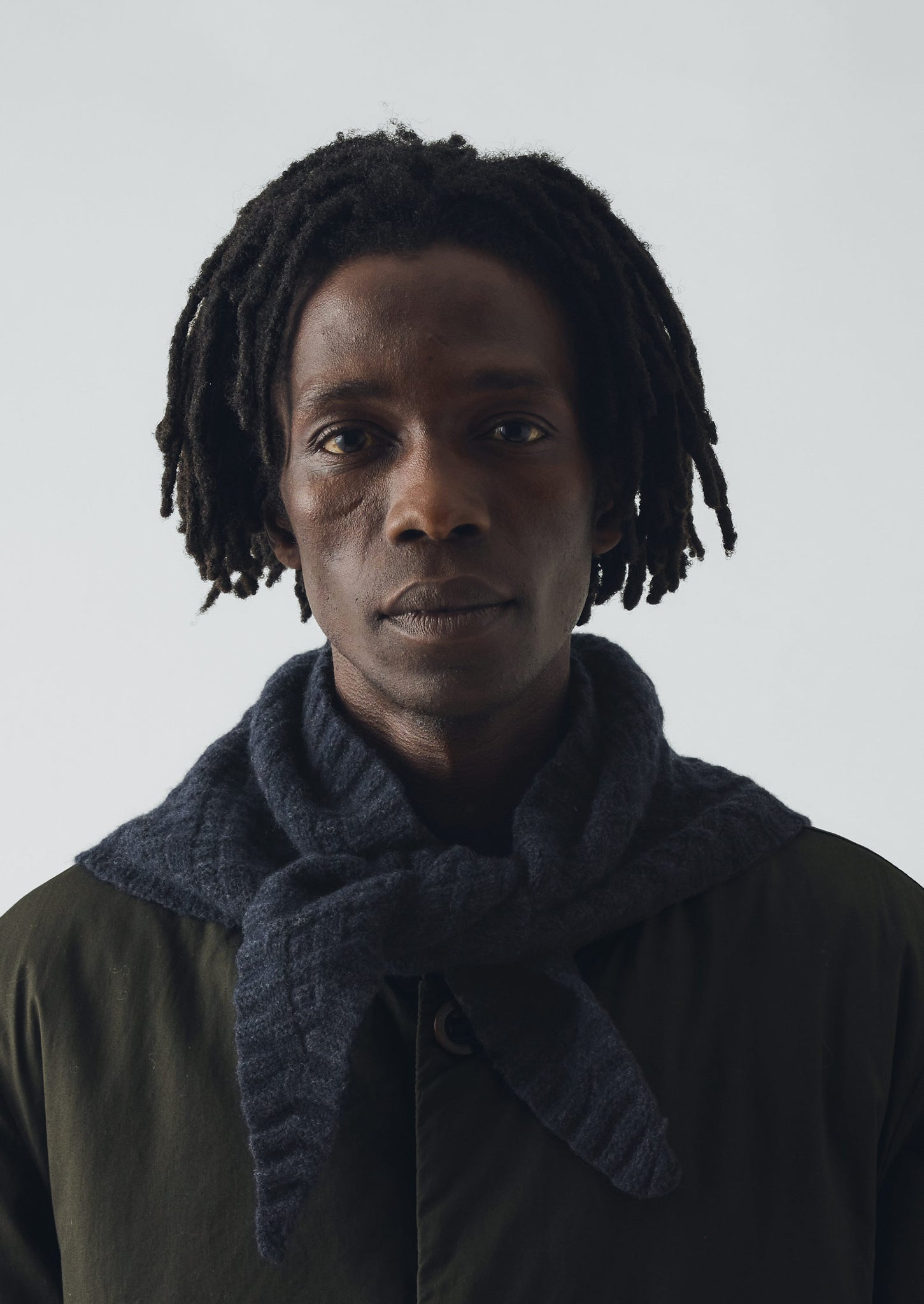 Knitted Wool Bandana | Indigo Melange