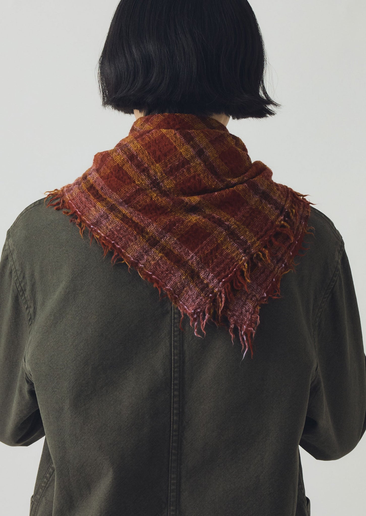 Reading Check Boiled Wool Scarf | Brick Red