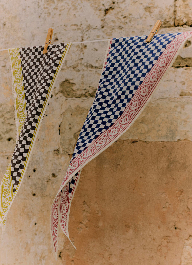 Block Print Cook Check Bandana | Provencal Blue