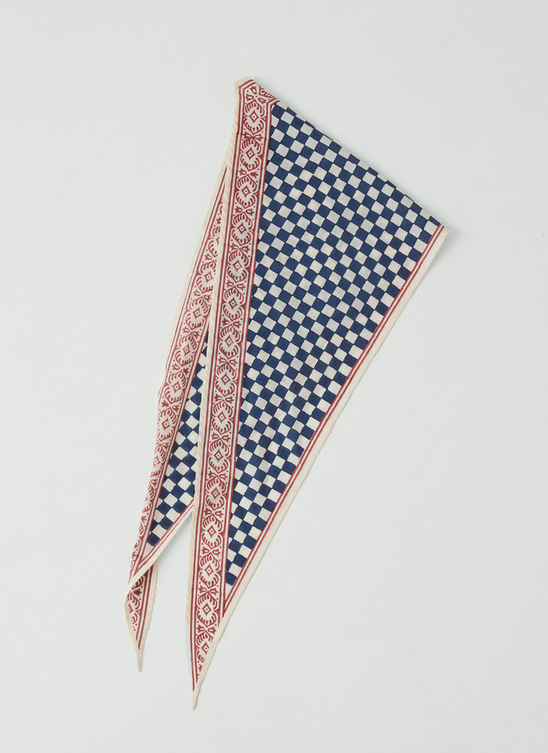 Block Print Cook Check Bandana | Provencal Blue