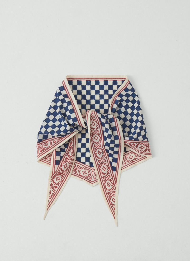 Block Print Cook Check Bandana | Provencal Blue
