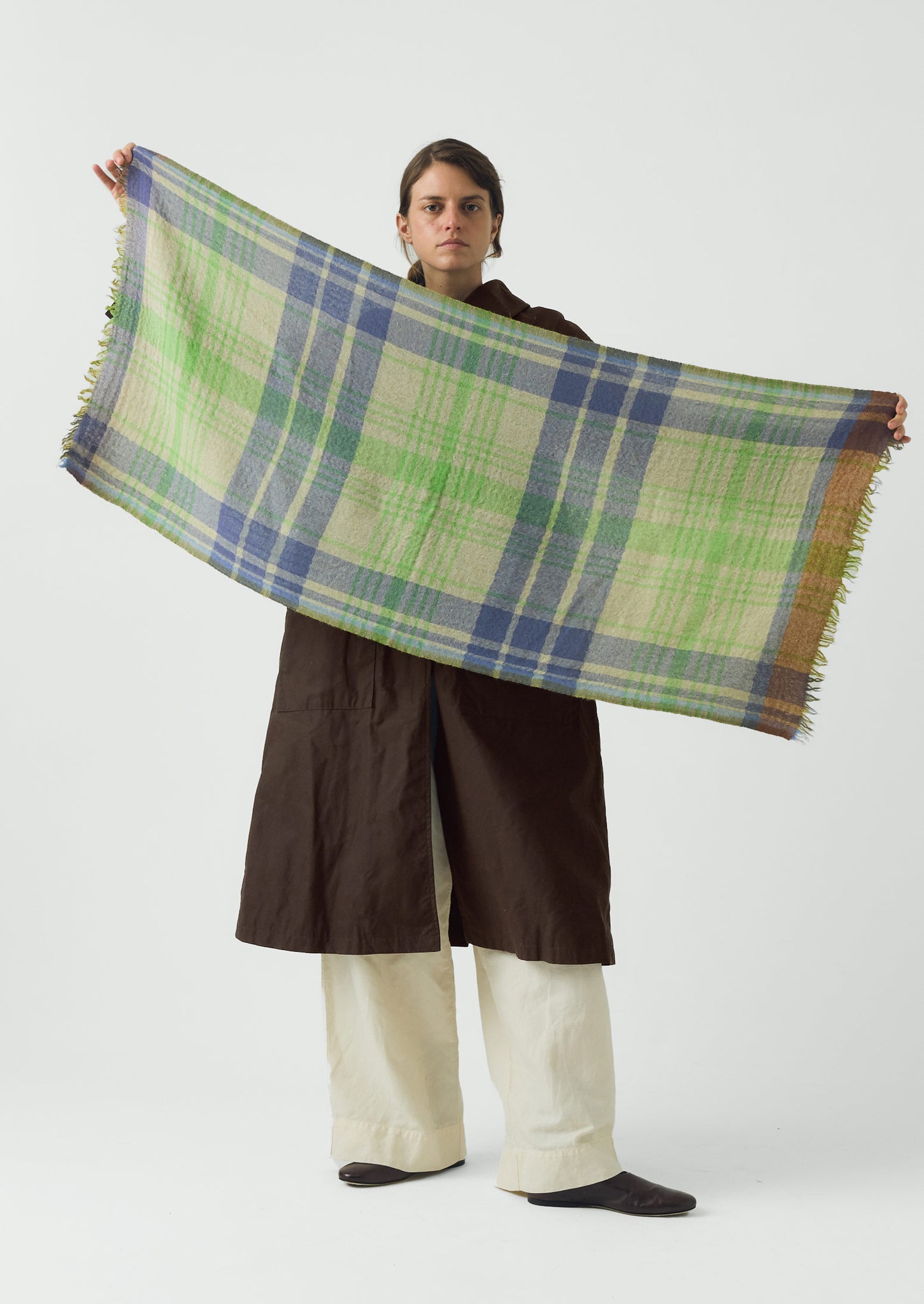 Large Check Boiled Wool Scarf | Spice