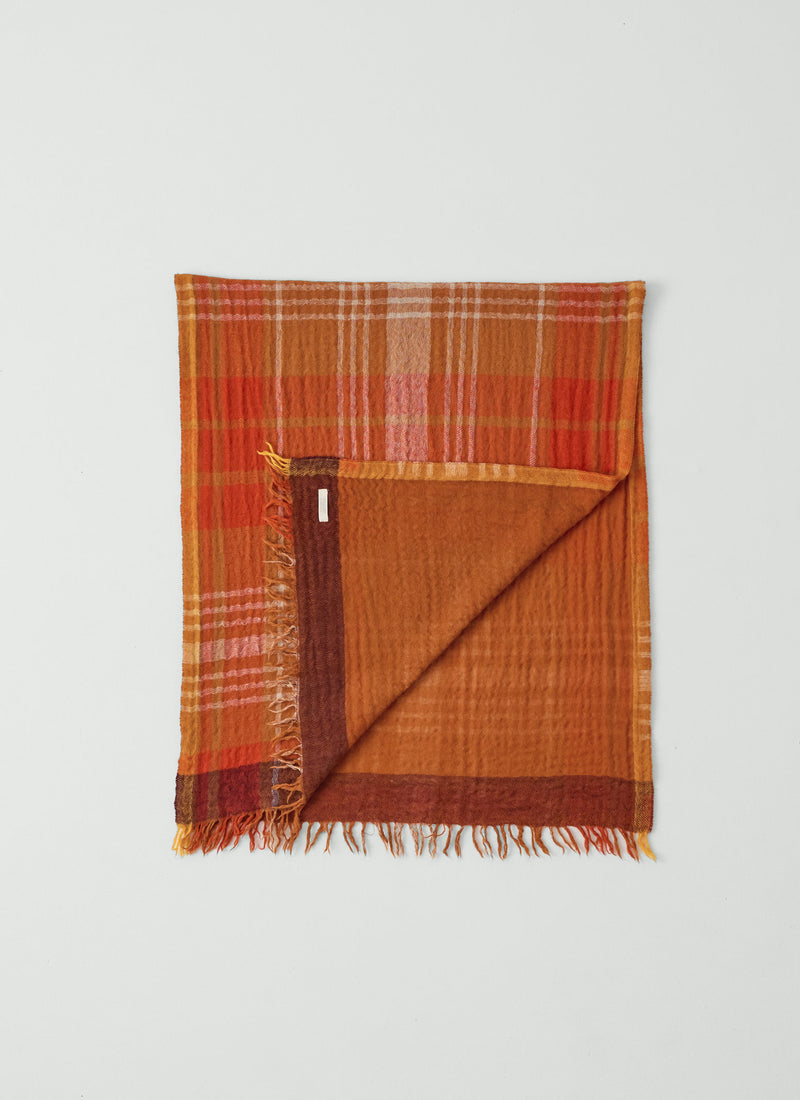 Large Check Boiled Wool Scarf | Spice