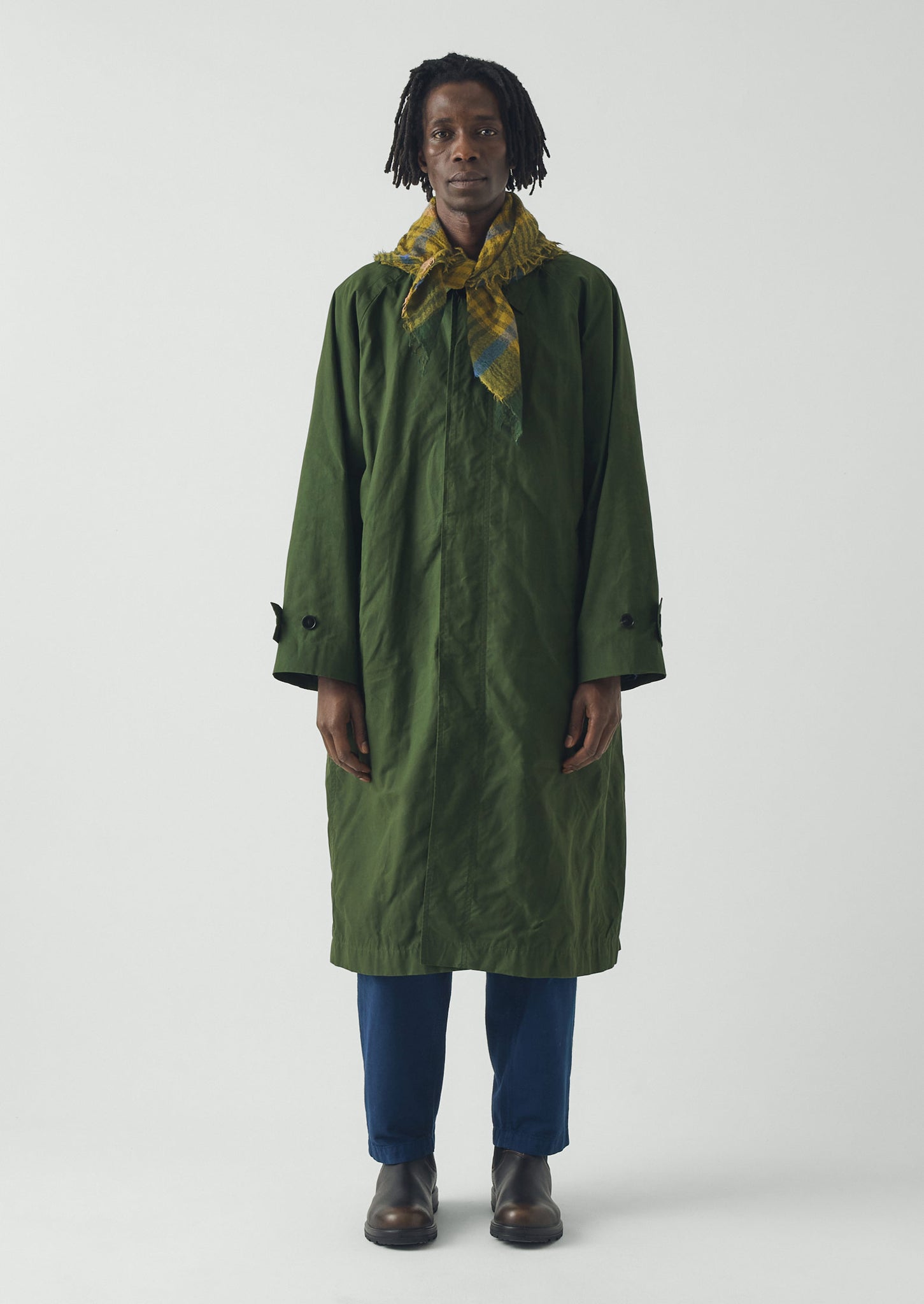 Pantry Check Boiled Wool Scarf | Olive