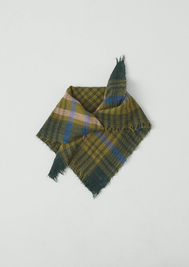Pantry Check Boiled Wool Scarf | Olive
