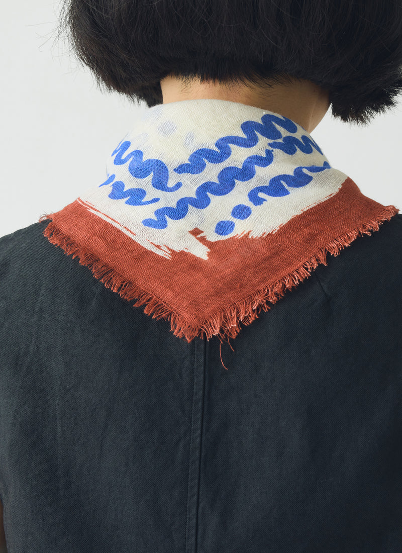Market Fish Linen Bandana | Ecru
