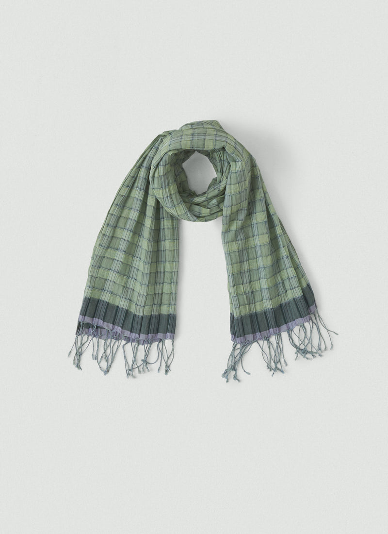 Graph Paper Check Gauzy Scarf | Spearmint