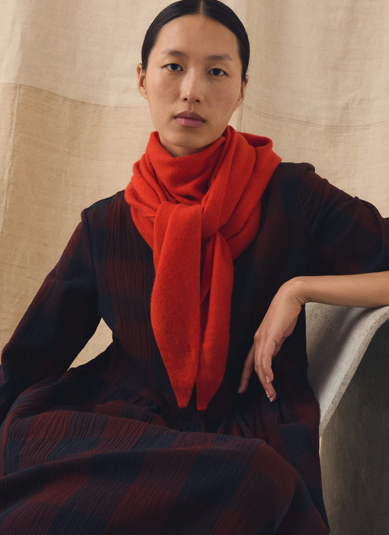 Wool Cashmere Large Bandana | Persimmon