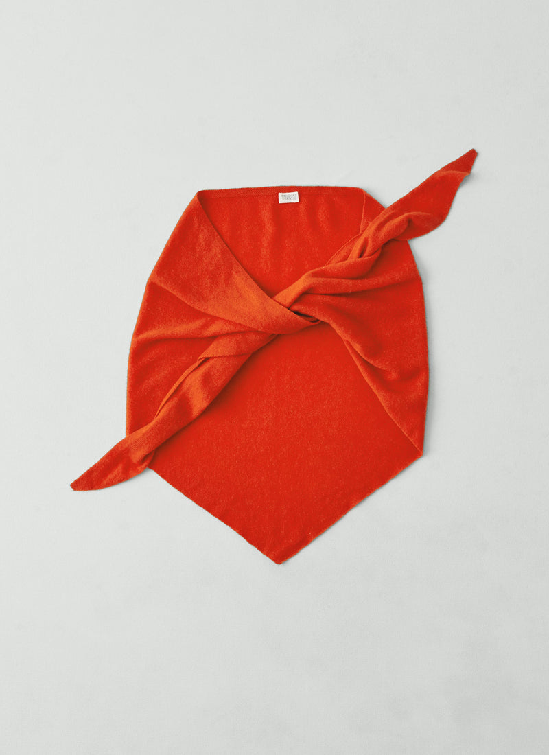 Wool Cashmere Large Bandana | Persimmon