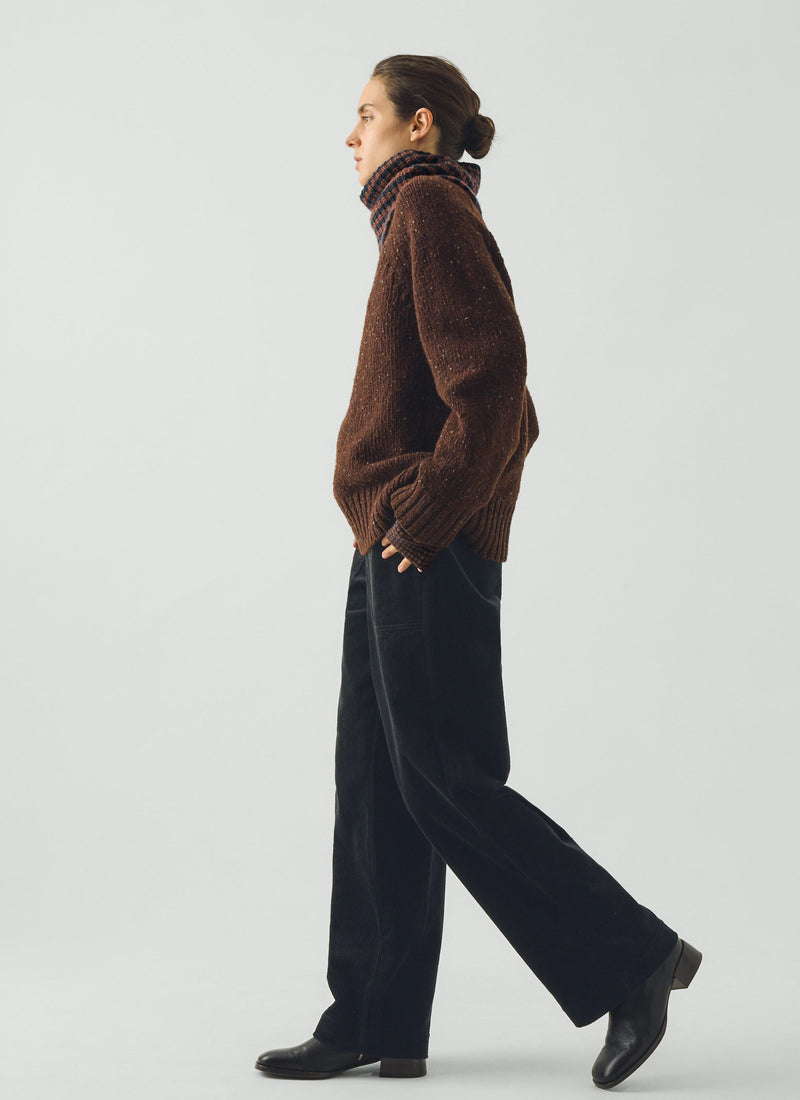 Striped Wool Cashmere Snood | Navy/Pecan