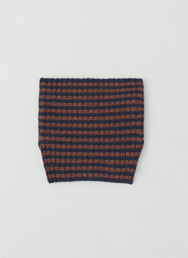Striped Wool Cashmere Snood | Navy/Pecan